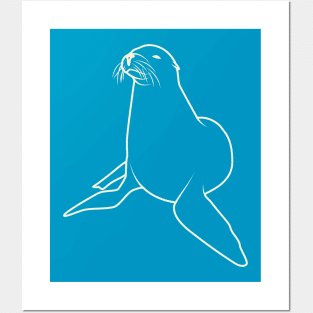 Cute Seal Aesthetic Lineart Posters and Art